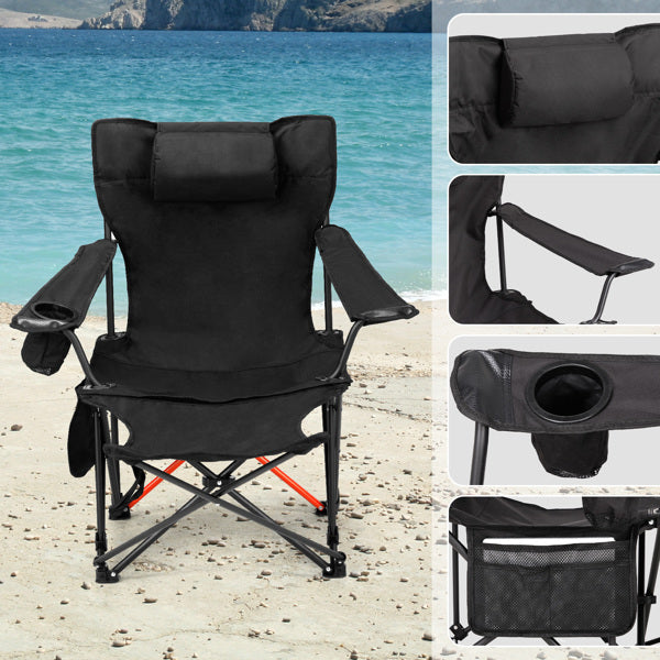 US Local 2 pcs 82X102X88cm Black Camping Chair