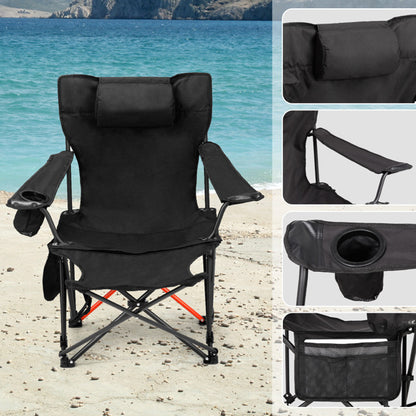 US Local 2 pcs 82X102X88cm Black Camping Chair