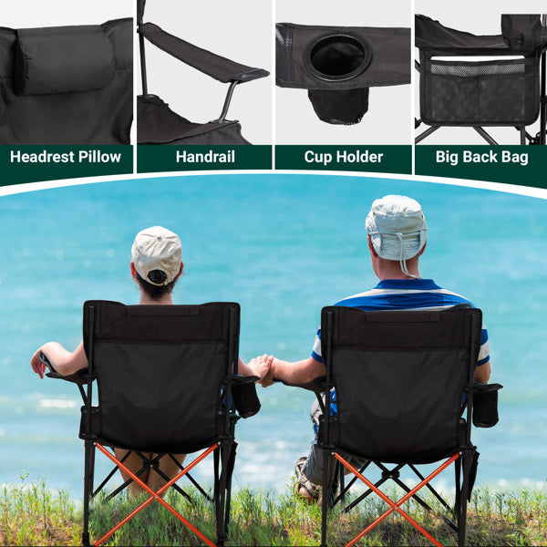US Local 2 pcs 82X102X88cm Black Camping Chair