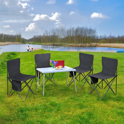 US Local 4pcs, 42X42X70cm Black Camping Chair