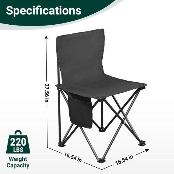 US Local 4pcs, 42X42X70cm Black Camping Chair