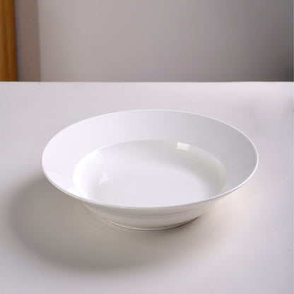 US Local 9.5 Inch Pure White Soup Plate, Dinner Plate 6 Pieces