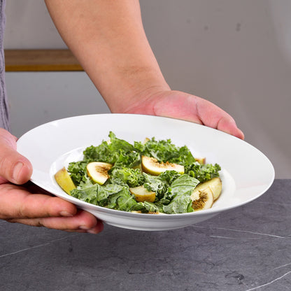 US Local 9.5 Inch Pure White Soup Plate, Dinner Plate 6 Pieces