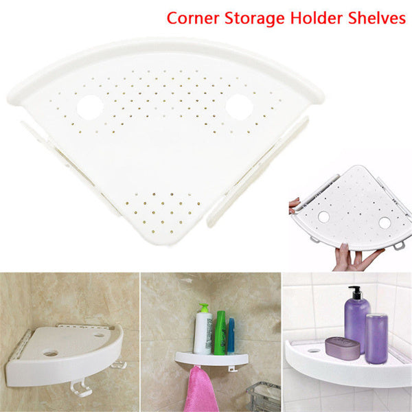US Local Bathroom Corner Shelf Organizer With Hooks, Easy To Install