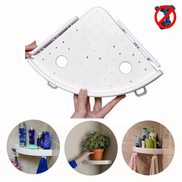 US Local Bathroom Corner Shelf Organizer With Hooks, Easy To Install