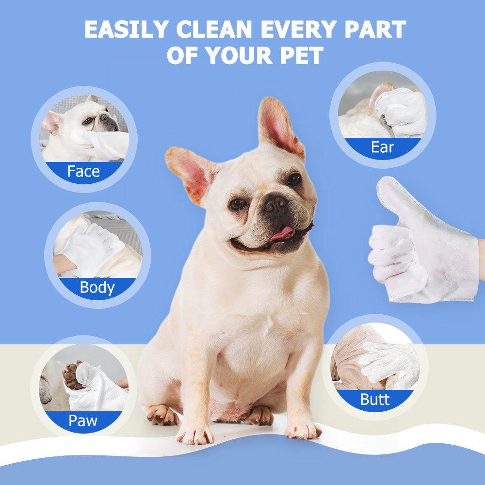 US Local Cleaning Wipes Gloves For Dog And Cat,Pet Bathing Wipes Cleaning & Deodorizing,Dog Wipes For Body Paws Butt Daily Care,Cat Grooming Wipes Cleaning Fur Traveling Rinse Free,6PCS-1PACK