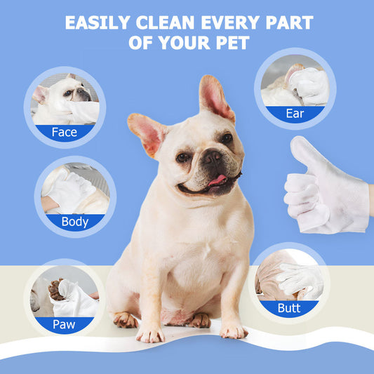 US Local Cleaning Wipes Gloves For Dog And Cat,Pet Bathing Wipes Cleaning & Deodorizing,Dog Wipes For Body Paws Butt Daily Care,Cat Grooming Wipes Cleaning Fur Traveling Rinse Free,6PCS-1PACK
