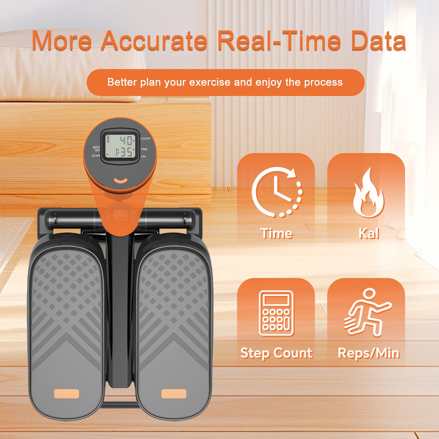 US Local Home Office Exercise 330LBS Capacity Mini Stepper With Resistance Bands And LCD Monitor