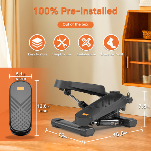 US Local Home Office Exercise 330LBS Capacity Mini Stepper With Resistance Bands And LCD Monitor