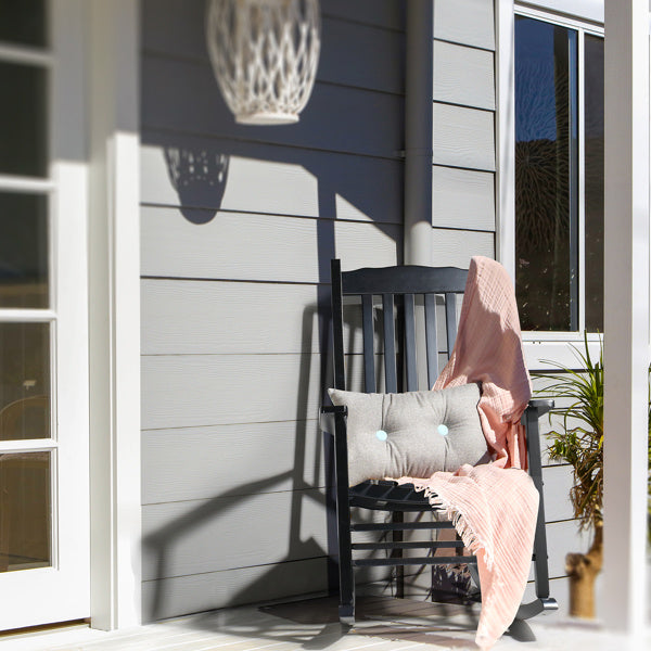 US Local Black Poplar Wavy Wooden Rocking Chair With Armrests