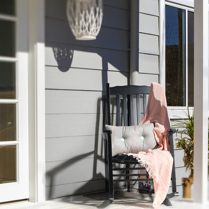 US Local Black Poplar Wavy Wooden Rocking Chair With Armrests