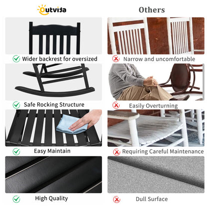 US Local Black Poplar Wavy Wooden Rocking Chair With Armrests