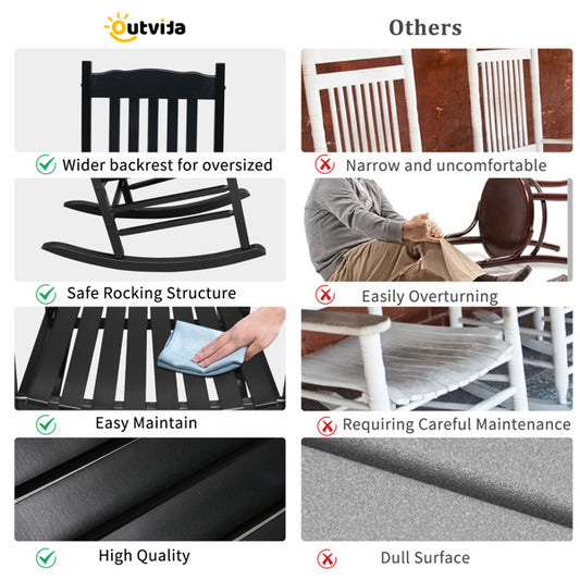 US Local Black Poplar Wavy Wooden Rocking Chair With Armrests