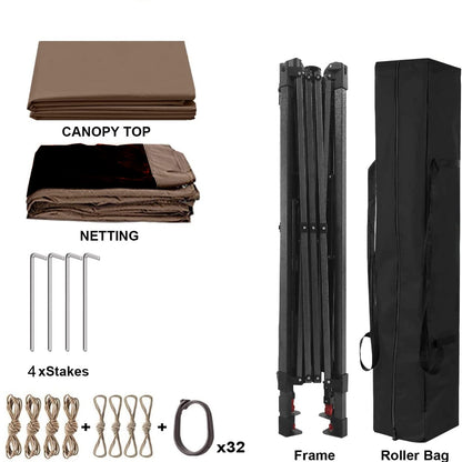 US Local Outdoor 11x11 Ft  Up Gazebo Canopy With Zipper Netting, 2-Tier Soft Top Tent
