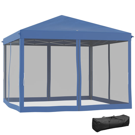 US Local Outsunny 10' X10' Pop Up Canopy Tent With Netting, Instant Gazebo, Ez Up Screen House Room With Car