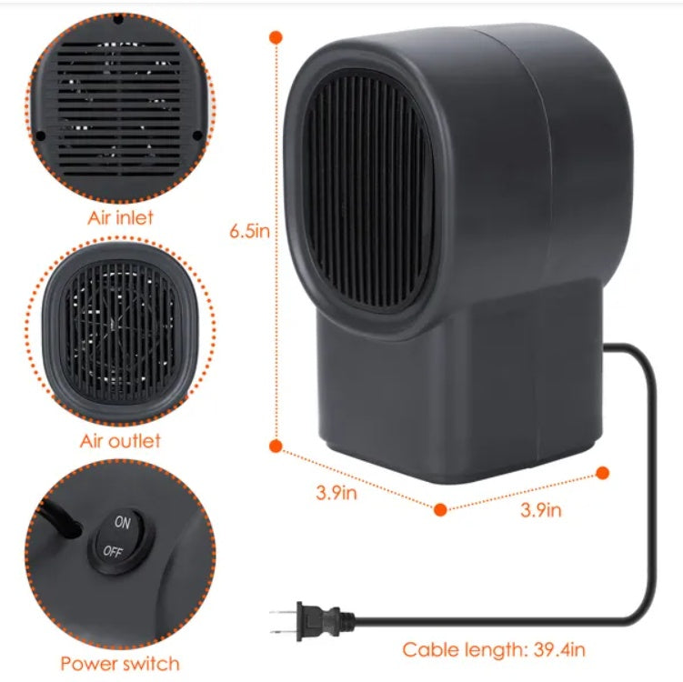 US Local 500W Portable Electric Space Heater Mini Desktop Fan Heater Personal Small Space Heater For Home Office