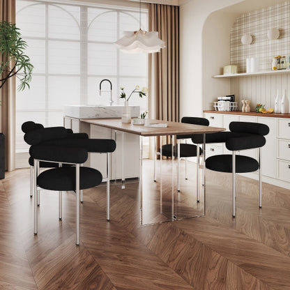 US Local Upholstered Armchair Dining Chairs With Metal Legs