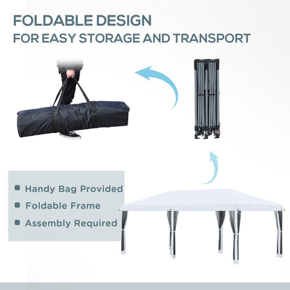 US Local Outsunny 10' X 20' Pop Up Canopy Tent With Netting, Heavy Duty Instant Sun Shelter, Large Tents For