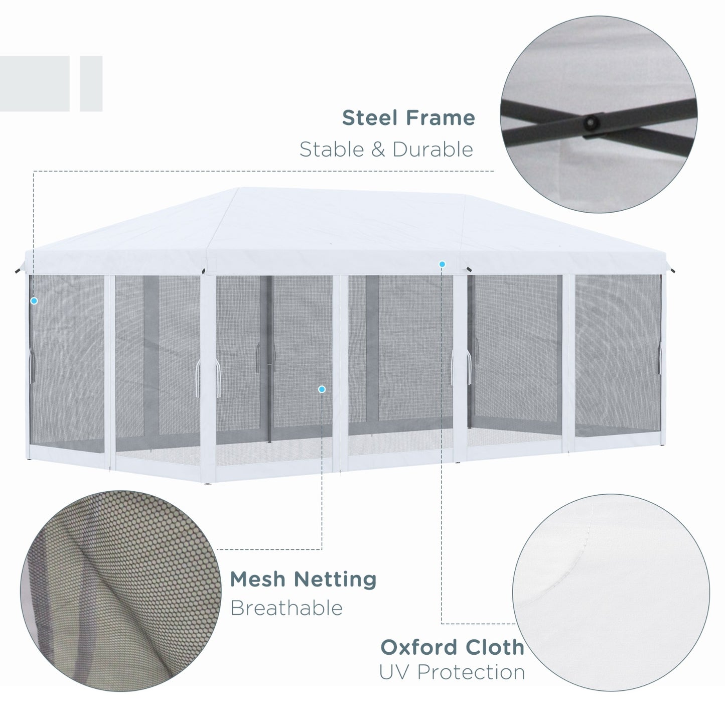 US Local Outsunny 10' X 20' Pop Up Canopy Tent With Netting, Heavy Duty Instant Sun Shelter, Large Tents For