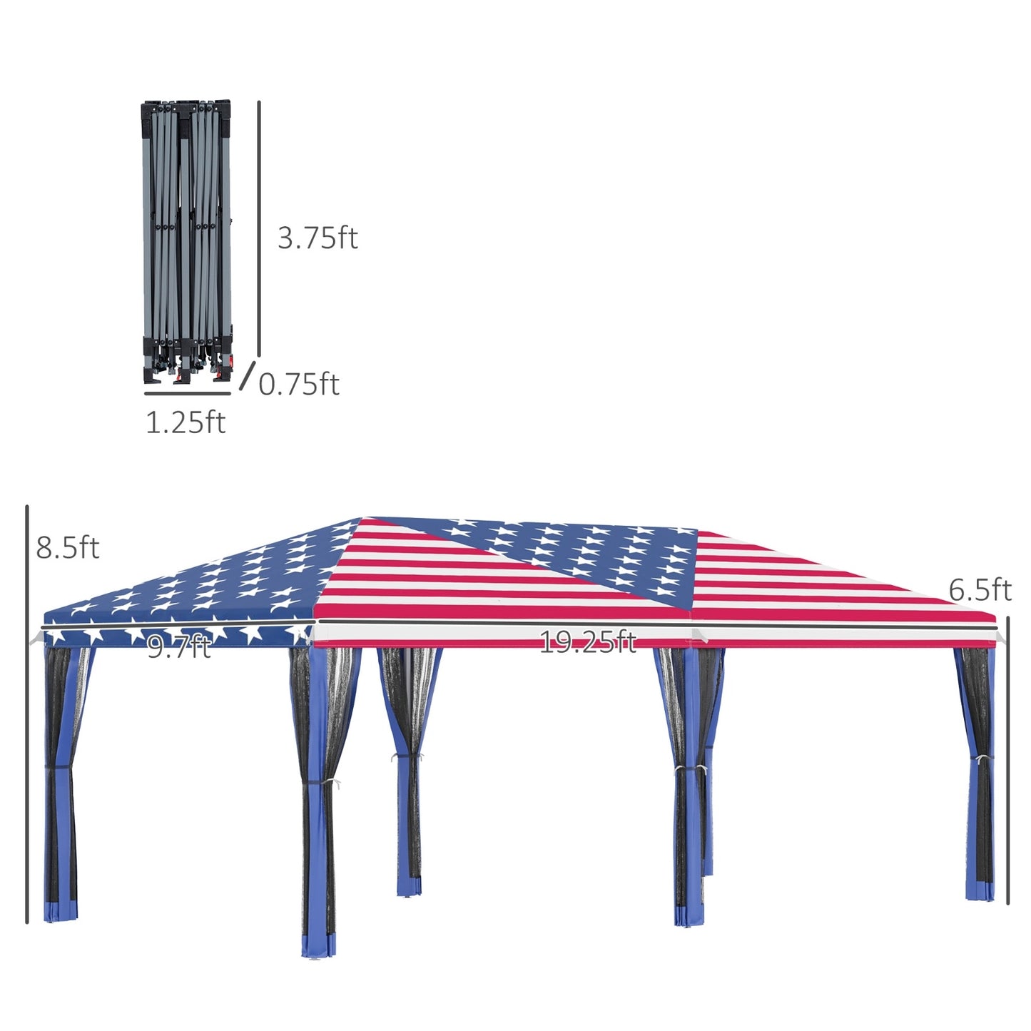 US Local Large Pop-up Canopy Tent With Mesh