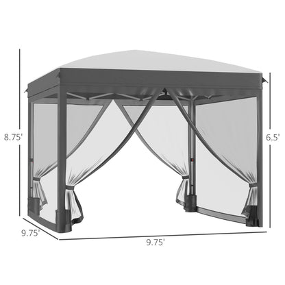 US Local Outsunny 10' X 10' Pop Up Canopy Tent With Netting, Instant Sun Shelter, Tents For Parties, Height A