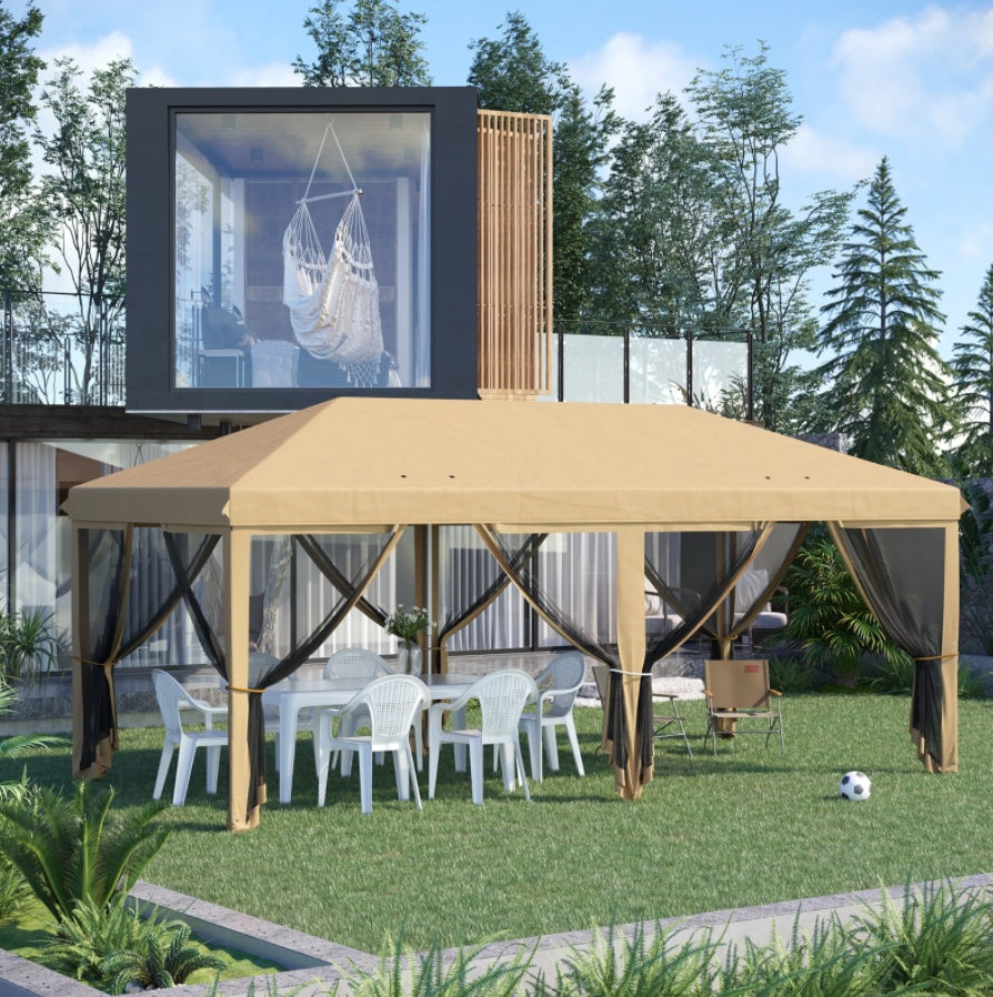 US Local Outsunny 10' X 20' Pop Up Canopy Tent With Netting, Heavy Duty Instant Sun Shelter, Large Tents For