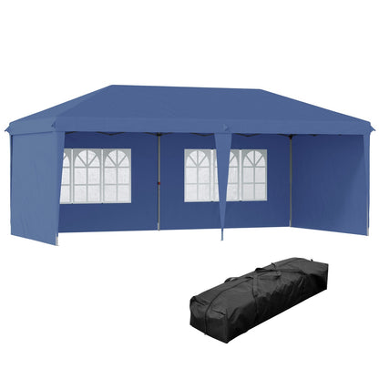 US Local Outsunny 10' X 20' Pop Up Canopy Tent With 4 Sidewalls, Heavy Duty Tents For Parties, Outdoor Instan