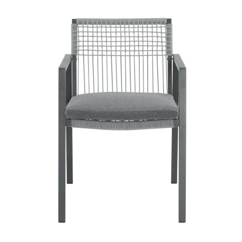 US Local Outdoor Dining Chair Set Of 2, Aluminum Rope , Outdoor Armchair Seating For Patio Backyard Poolside Balcony, Cushion Included