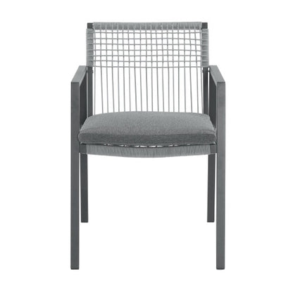 US Local Outdoor Dining Chair Set Of 2, Aluminum Rope , Outdoor Armchair Seating For Patio Backyard Poolside Balcony, Cushion Included
