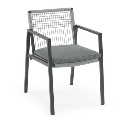 US Local Outdoor Dining Chair Set Of 2, Aluminum Rope , Outdoor Armchair Seating For Patio Backyard Poolside Balcony, Cushion Included