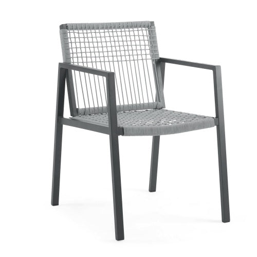 US Local Outdoor Dining Chair Set Of 2, Aluminum Rope , Outdoor Armchair Seating For Patio Backyard Poolside Balcony, Cushion Included