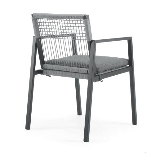 US Local Outdoor Dining Chair Set Of 2, Aluminum Rope , Outdoor Armchair Seating For Patio Backyard Poolside Balcony, Cushion Included
