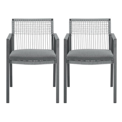 US Local Outdoor Dining Chair Set Of 2, Aluminum Rope , Outdoor Armchair Seating For Patio Backyard Poolside Balcony, Cushion Included