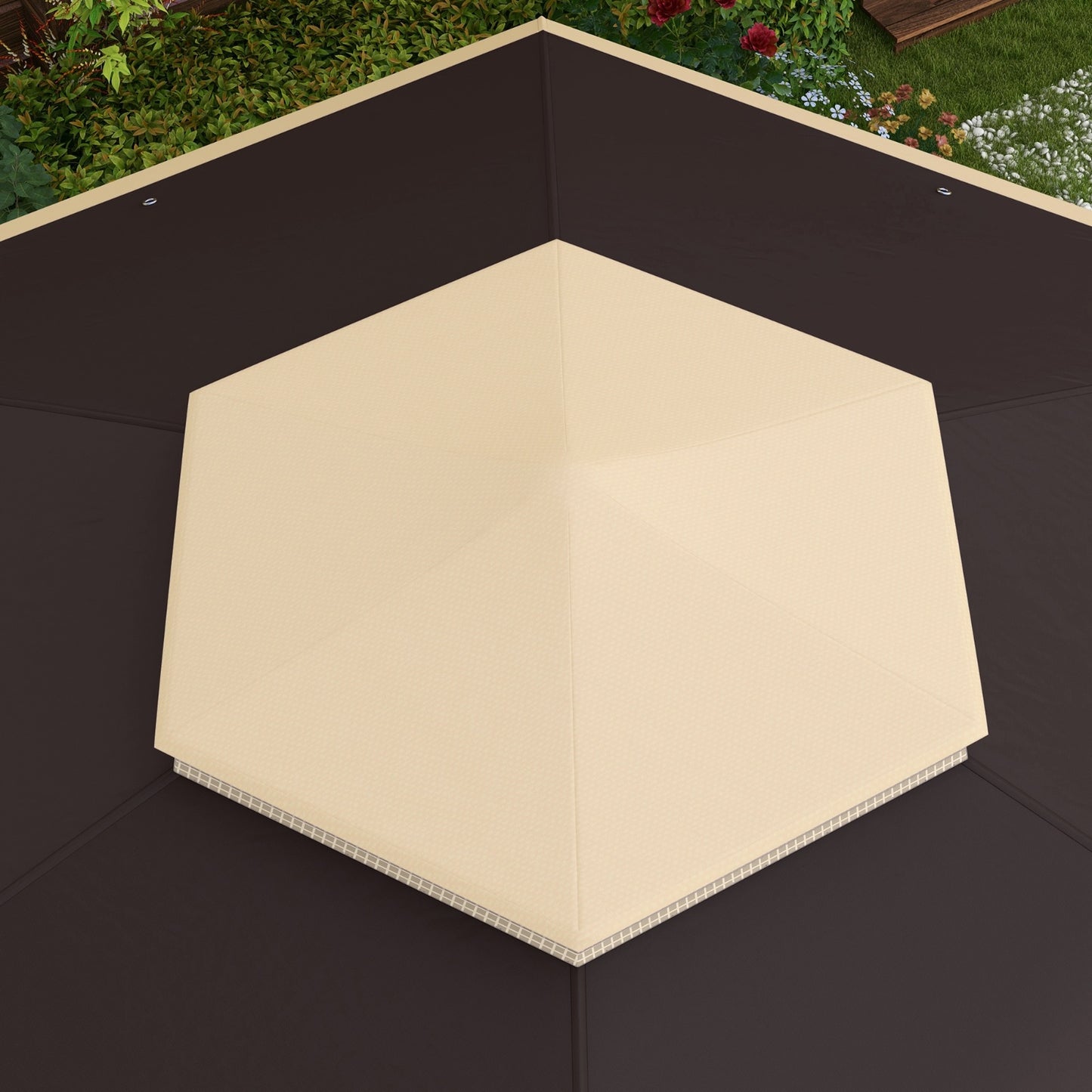 US Local Outsunny 13' X 13' Pop Up Gazebo, Hexagonal Canopy Shelter With 6 Zippered Mesh Netting, Event Tent