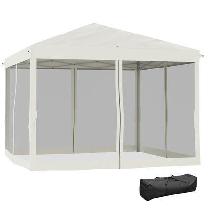 US Local Outsunny 10' X 10' Pop Up Canopy Tent With Netting, Instant Gazebo, Ez Up Screen House Room With Car
