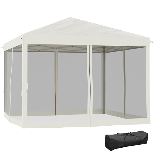 US Local Outsunny 10' X 10' Pop Up Canopy Tent With Netting, Instant Gazebo, Ez Up Screen House Room With Car