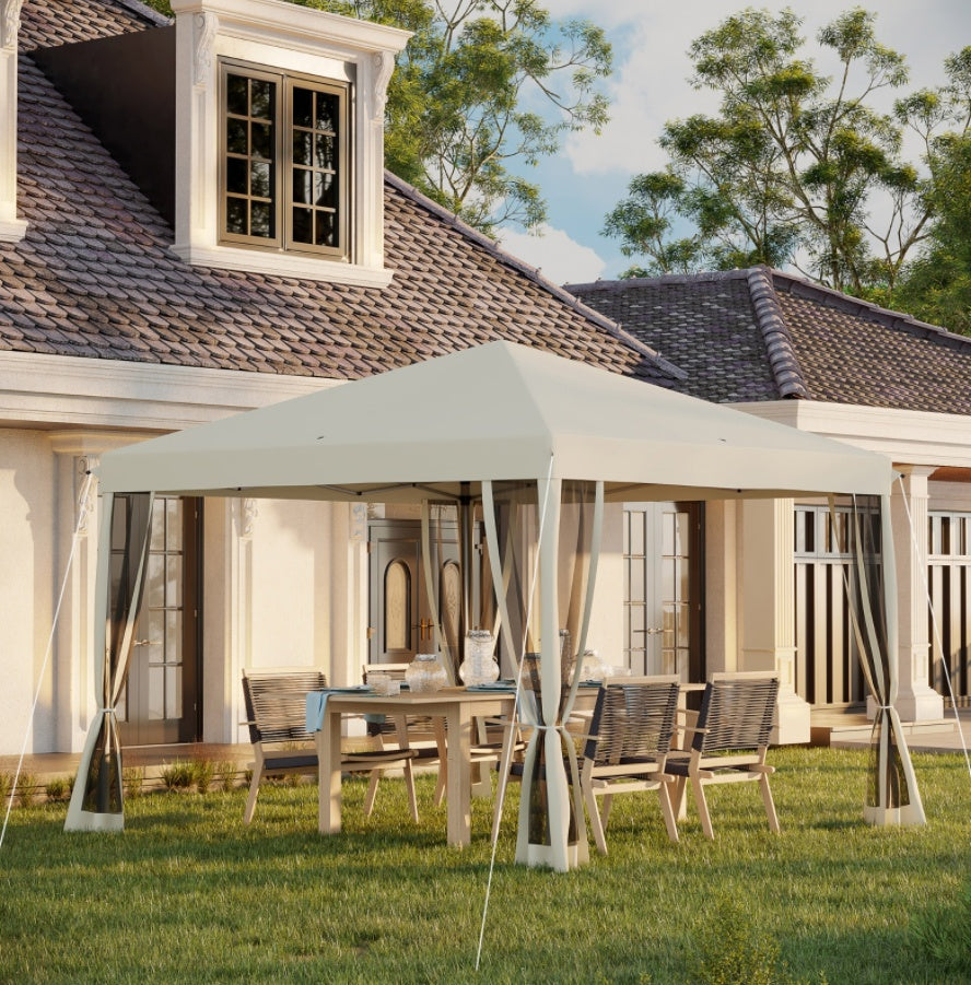 US Local Outsunny 10' X 10' Pop Up Canopy Tent With Netting, Instant Gazebo, Ez Up Screen House Room With Car