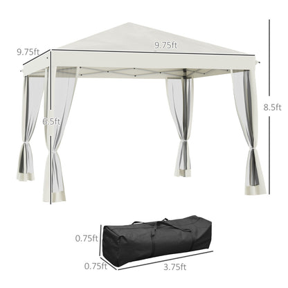 US Local Outsunny 10' X 10' Pop Up Canopy Tent With Netting, Instant Gazebo, Ez Up Screen House Room With Car