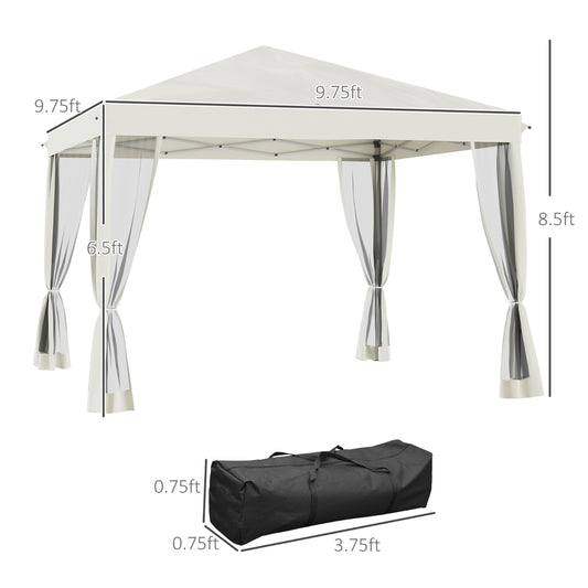 US Local Outsunny 10' X 10' Pop Up Canopy Tent With Netting, Instant Gazebo, Ez Up Screen House Room With Car