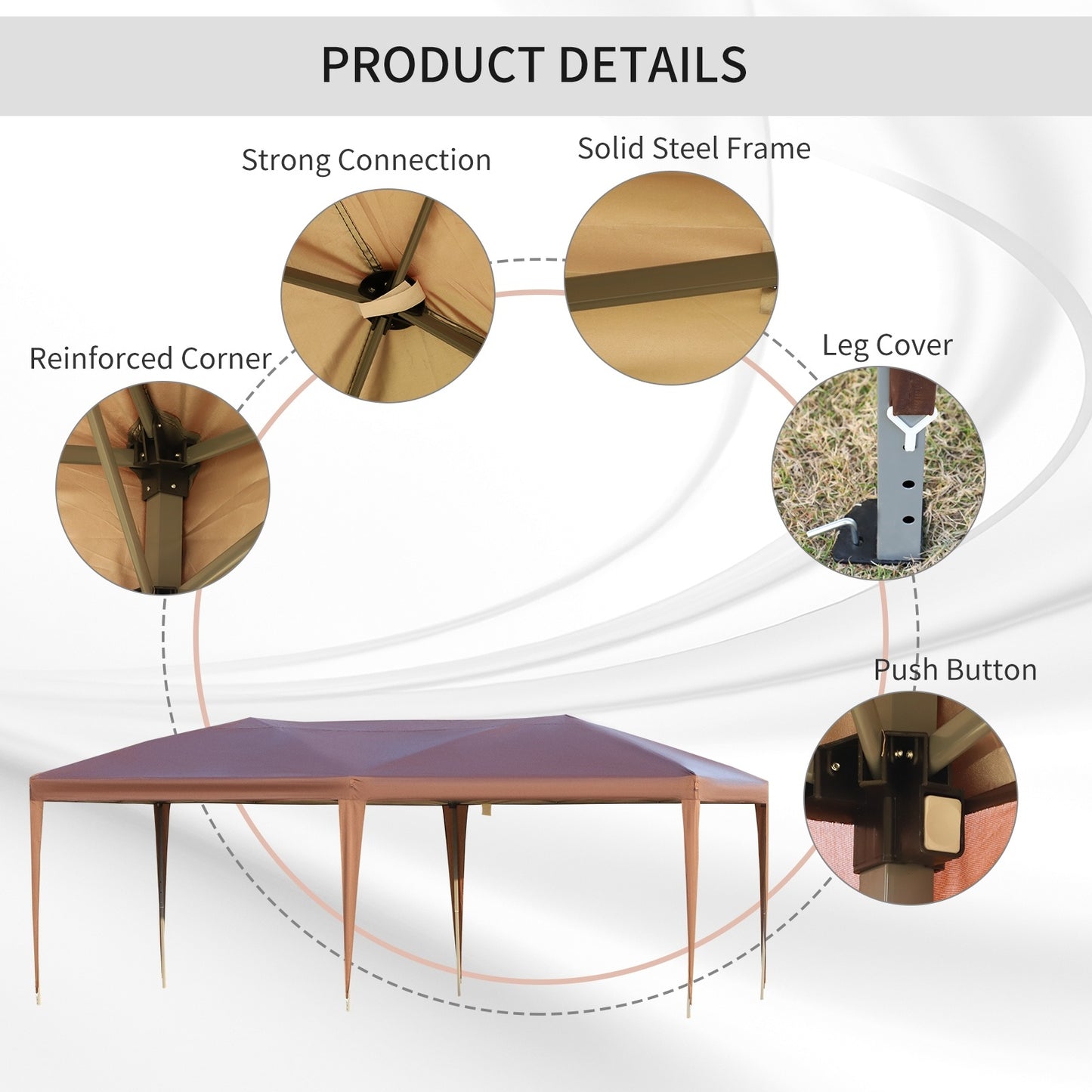 US Local Outsunny 10' X 19.2' Pop Up Canopy Tent, Heavy Duty Tents For Parties, Outdoor Instant Gazebo Sun Sh