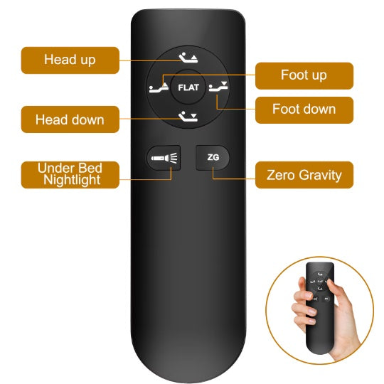 US Local Adjustable Bed Base Frame Head And Foot Incline Quiet Motor King Size Zero Gravity, 4 Ports USB, Under-Bed Nightlight