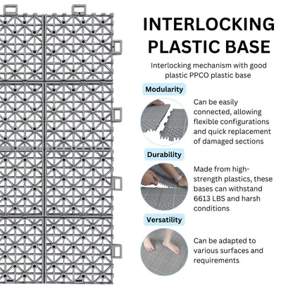 US Local 12 X 12 Inch Gray Interlocking Deck Tiles Plastic Waterproof Outdoor All Weather Anti-slip Bathroom