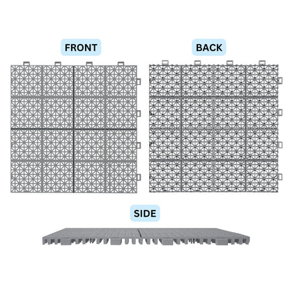 US Local 12 X 12 Inch Gray Interlocking Deck Tiles Plastic Waterproof Outdoor All Weather Anti-slip Bathroom