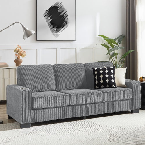 USA Local 83.86Corduroy Fabric Sofa,Modern Compressed Couch,3-Seater Sofa, Furniture For Living Room,Bedroom,office