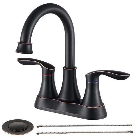 US Local 2 Handles 4-inch Oil Wiped Bronze Bathroom Faucet