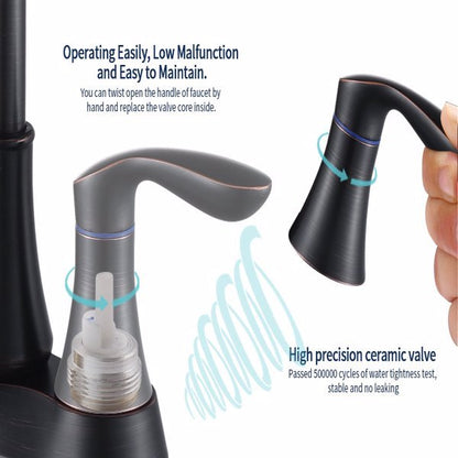 US Local 2 Handles 4-inch Oil Wiped Bronze Bathroom Faucet