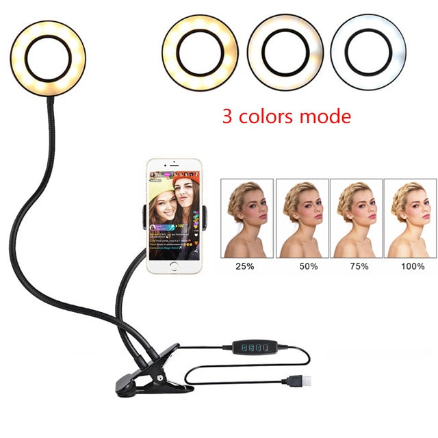 US Local LED Selfie Ring Light for Live Adjustable Makeup Light-8cm Stand