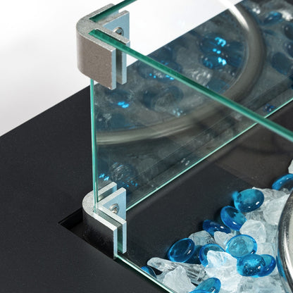 US Local Wicker Fire Pit Column With Glass Wind Guard