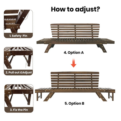 US Local TOPMAX Outdoor Adjustable Patio Wooden Daybed Sofa Chaise Lounge With Cushions For Small Places, Bro