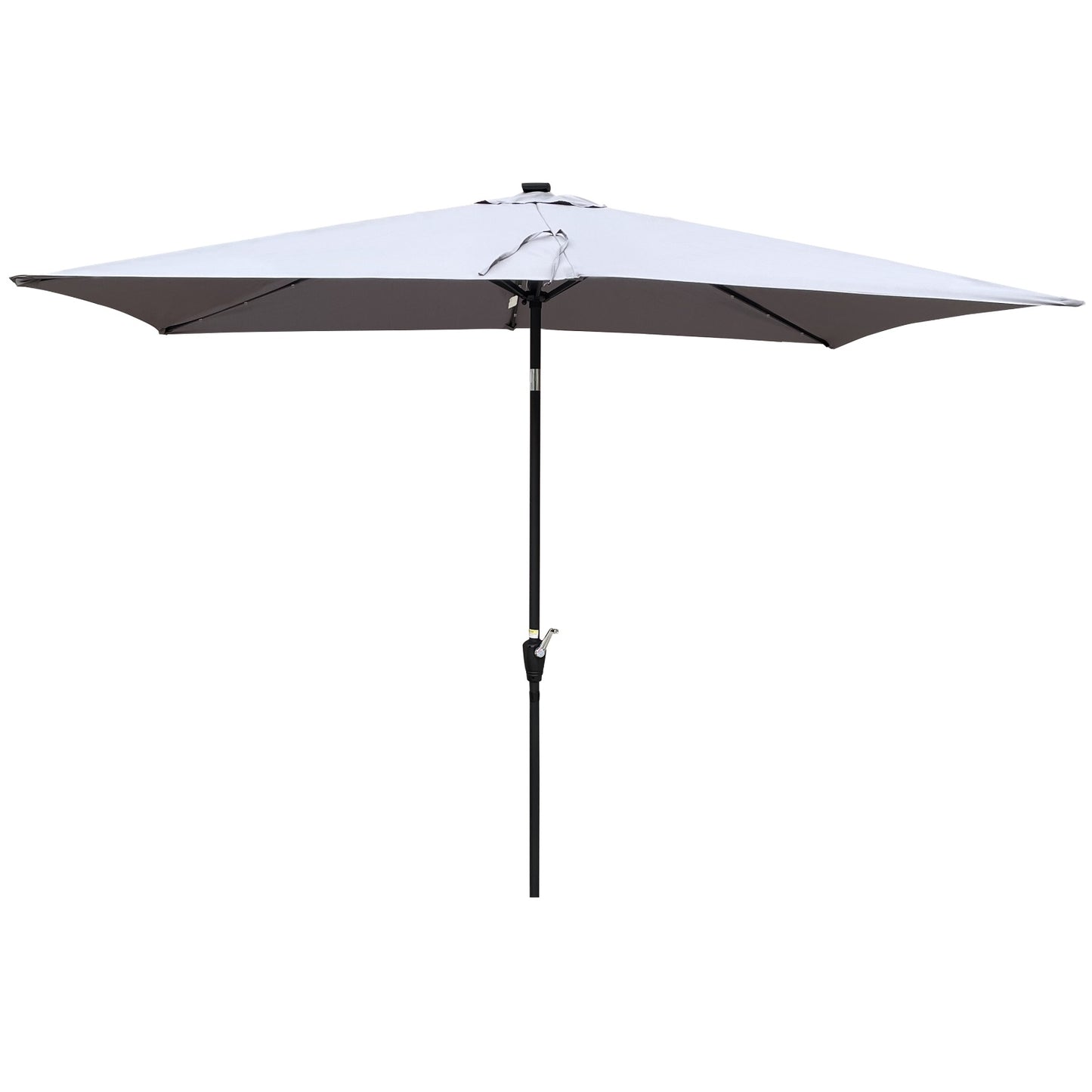 US Local 10x6.5ft Rectangular Solar LED Patio Umbrellas With Crank & Push Button Tilt